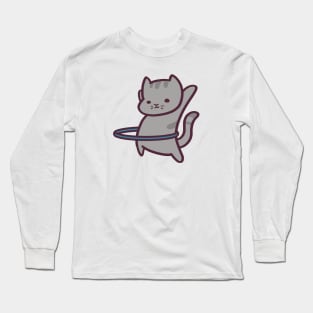 Cute Cartoon Cat Hula Hooping Long Sleeve T-Shirt